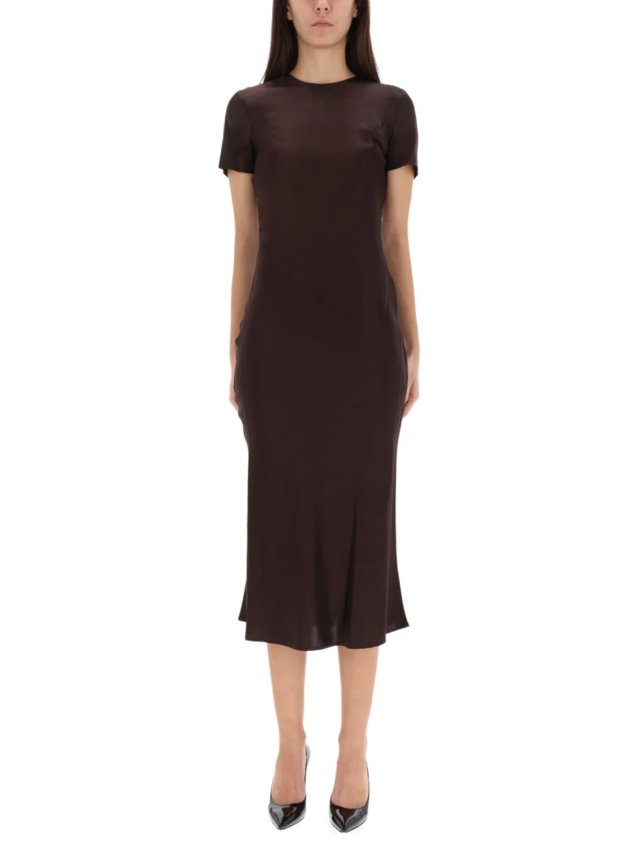 STAUD Marcel Ruched Stretch-silk Charmeuse Midi Dress