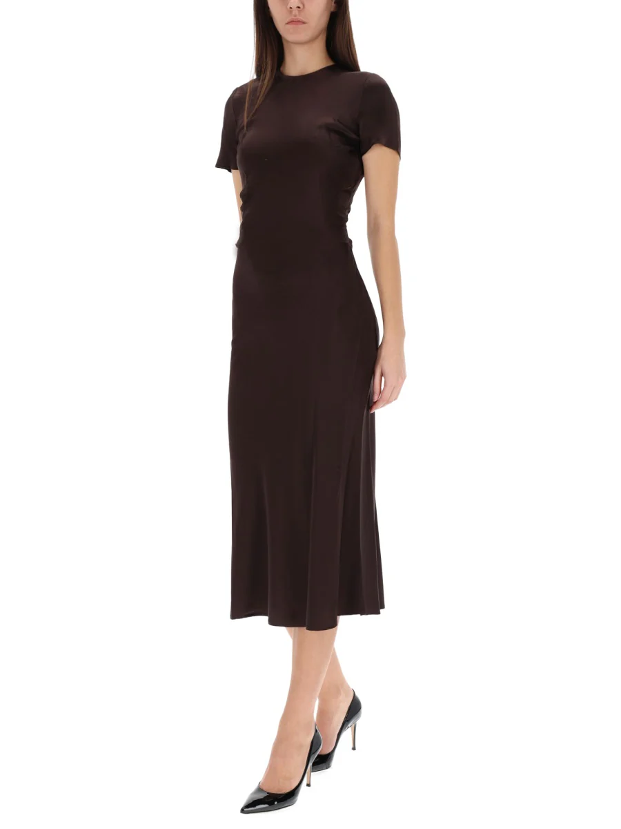 STAUD Marcel Ruched Stretch-silk Charmeuse Midi Dress - Image 2