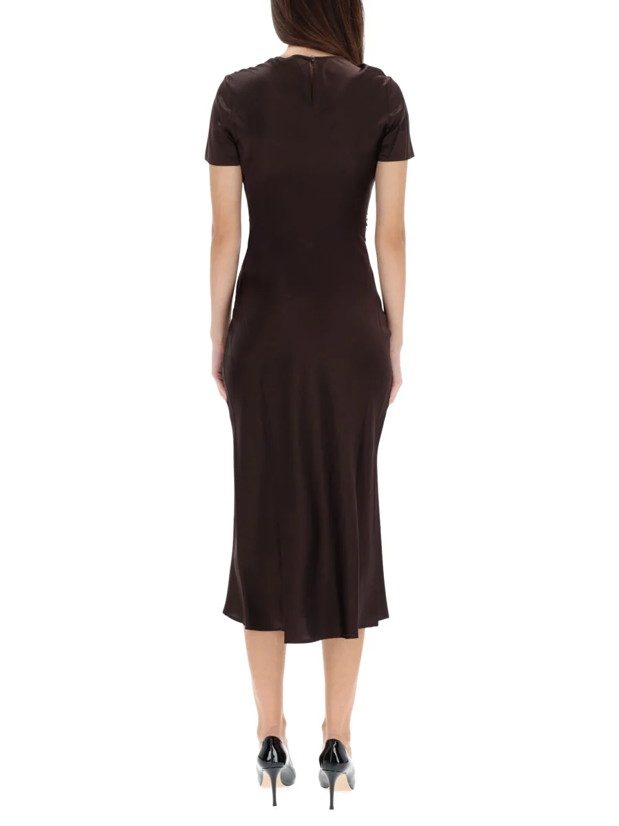 STAUD Marcel Ruched Stretch-silk Charmeuse Midi Dress - Image 3