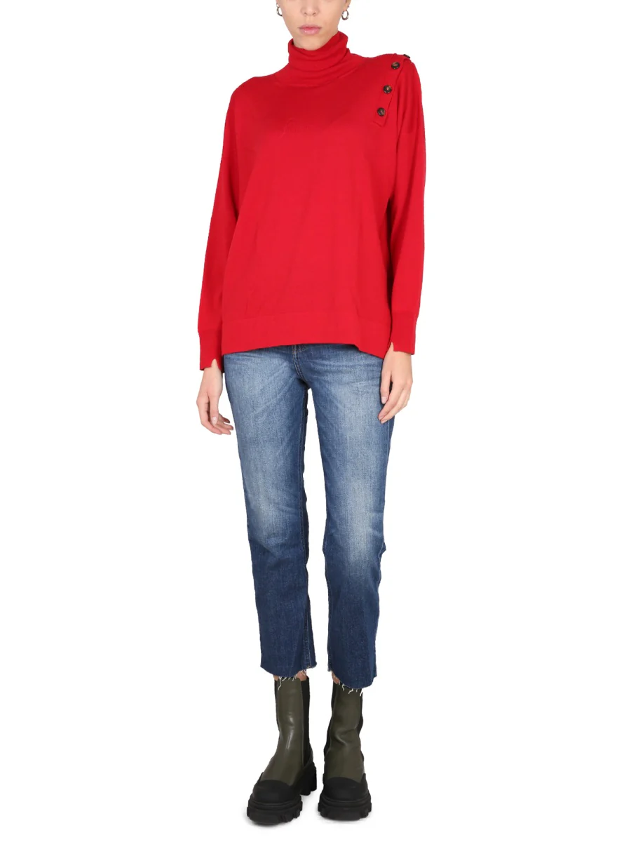 Stefano Mortari High Neck Shoulder Button Turtleneck Shirt - Image 2