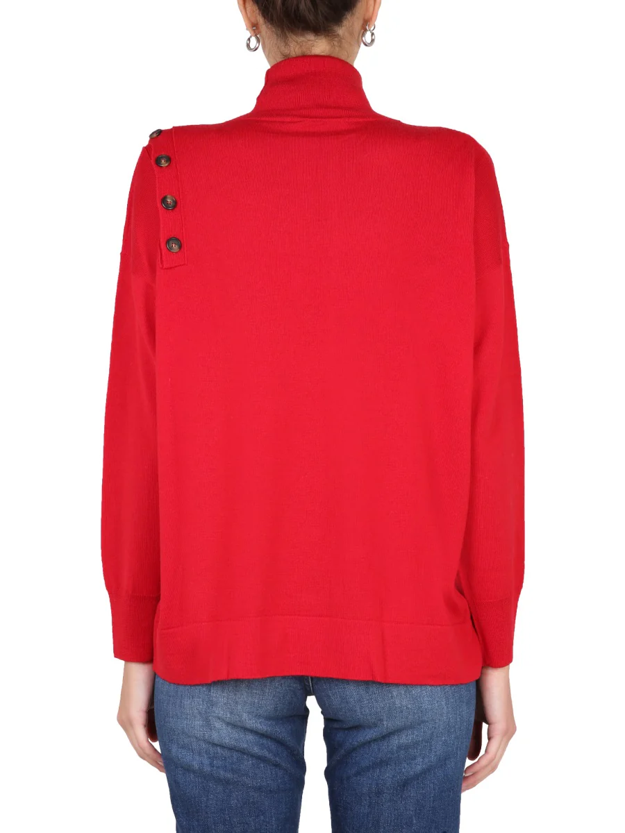 Stefano Mortari High Neck Shoulder Button Turtleneck Shirt - Image 7