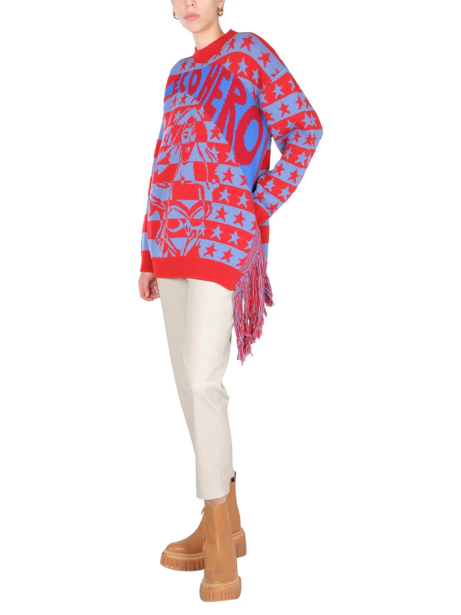 STELLA McCARTNEY Crew Neck Wool Sweater with Fringe - Image 2