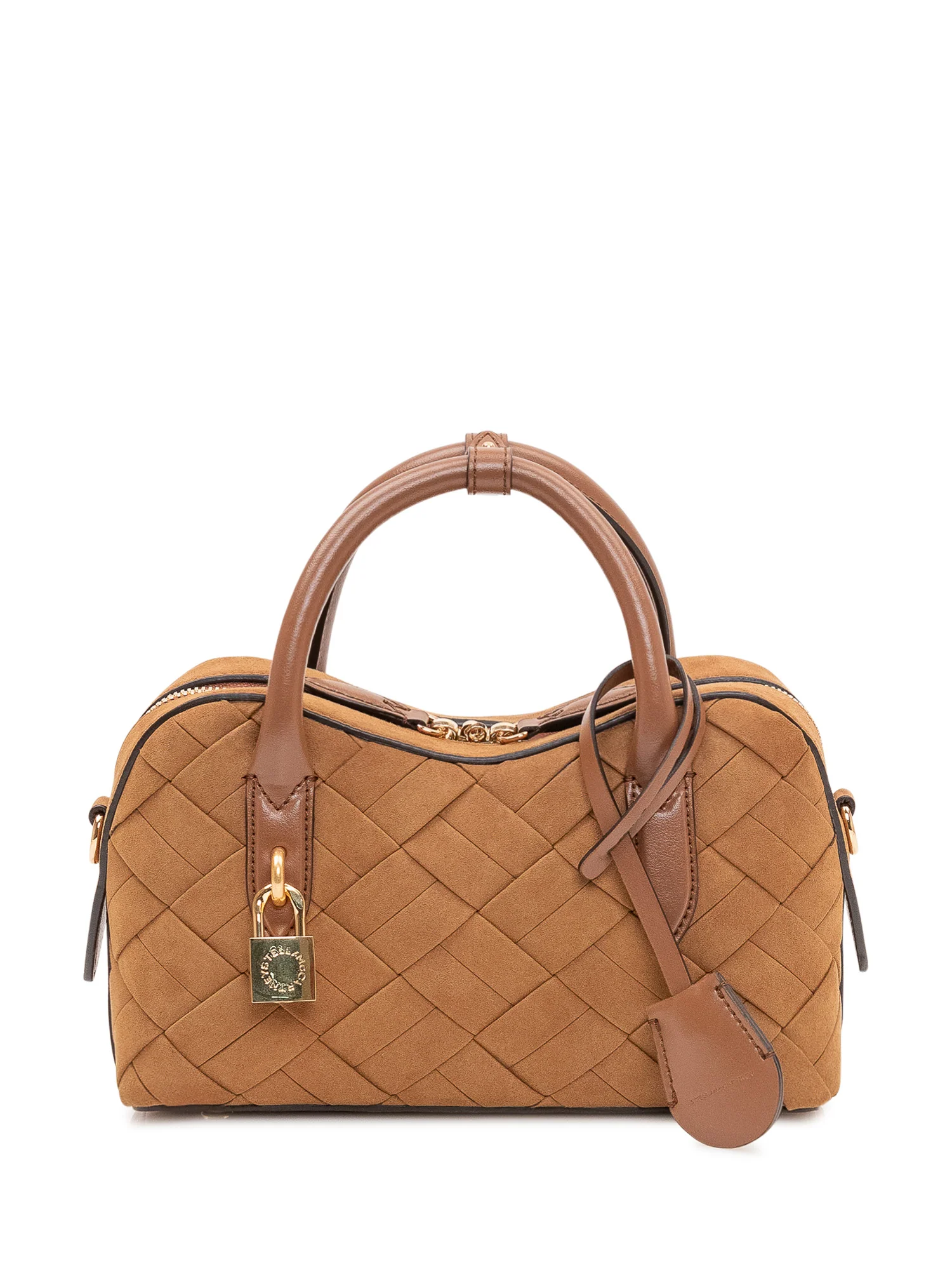 Stella Mccartney Elegant Handbag with Double Handle and Intricate Weave Design