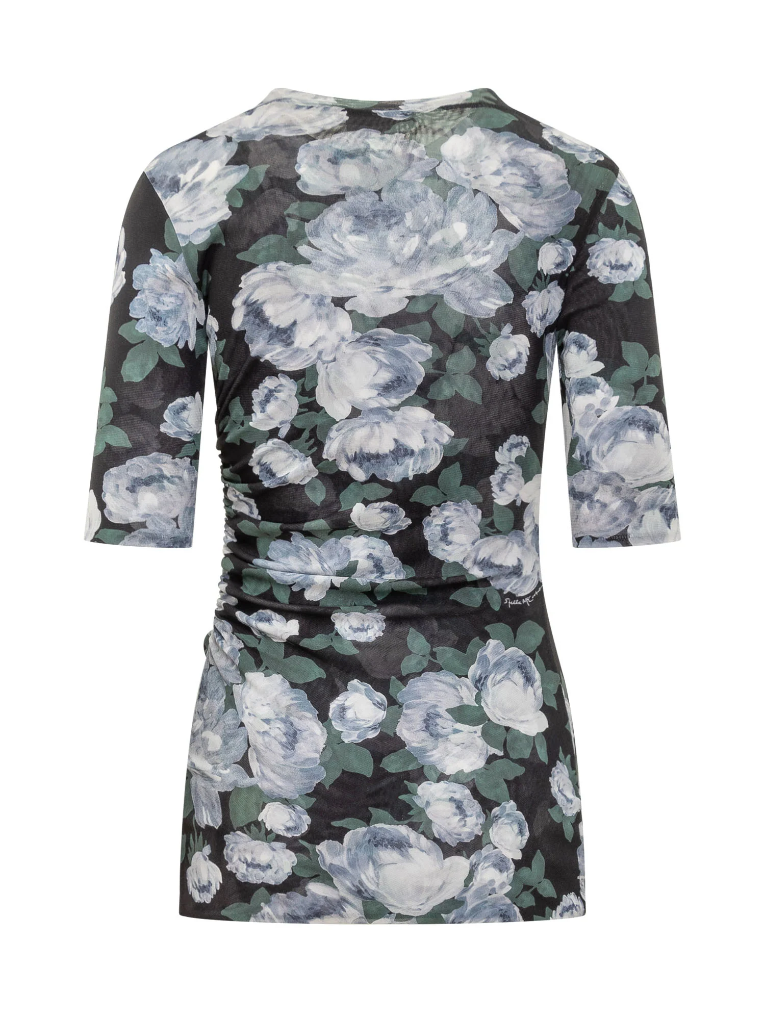 Stella Mccartney Floral Mesh Cutout Sleeve Top - Image 2