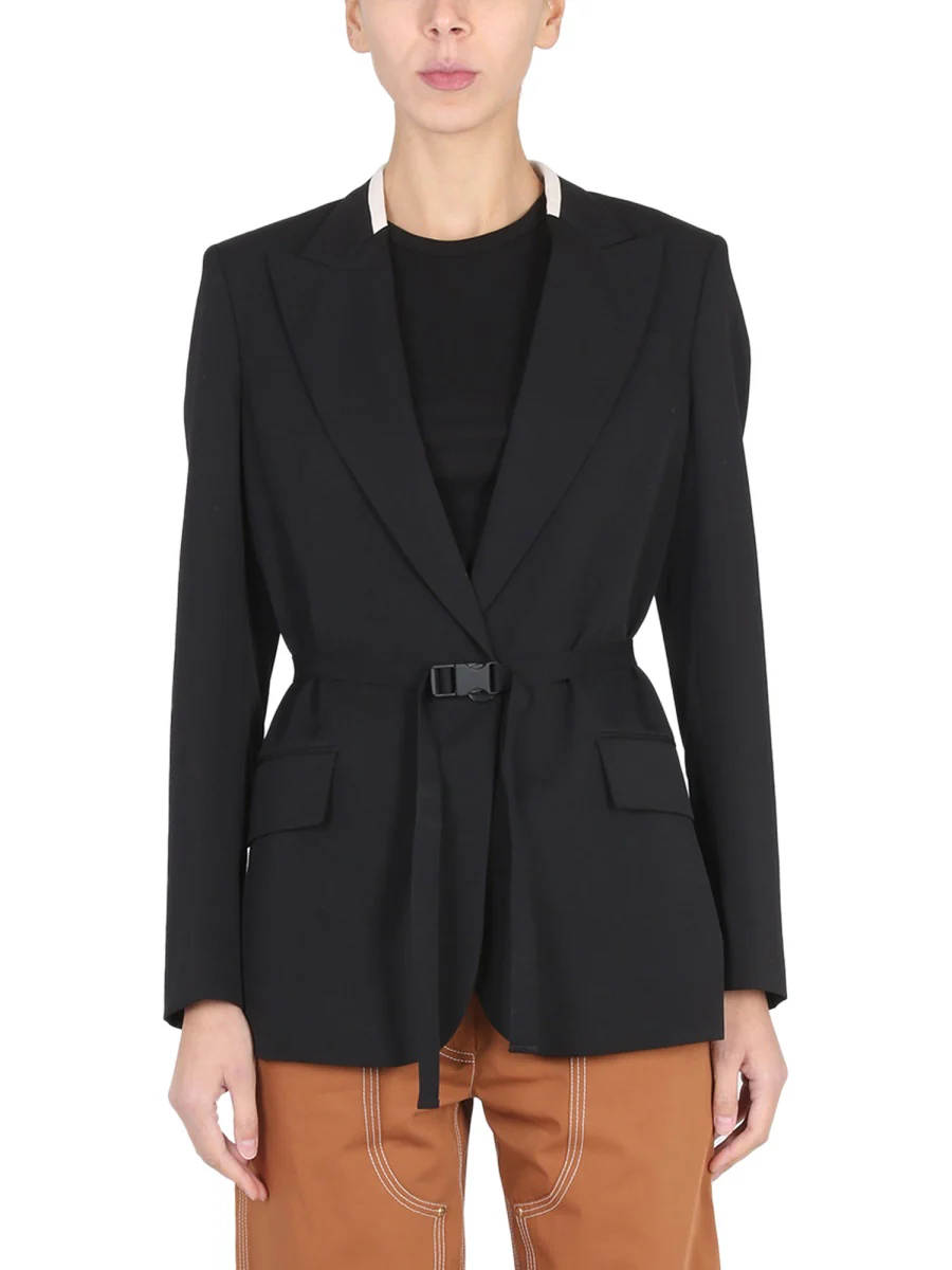 STELLA MCCARTNEY Lola' Belted Peak Lapel Wool Double Breasted Blazer