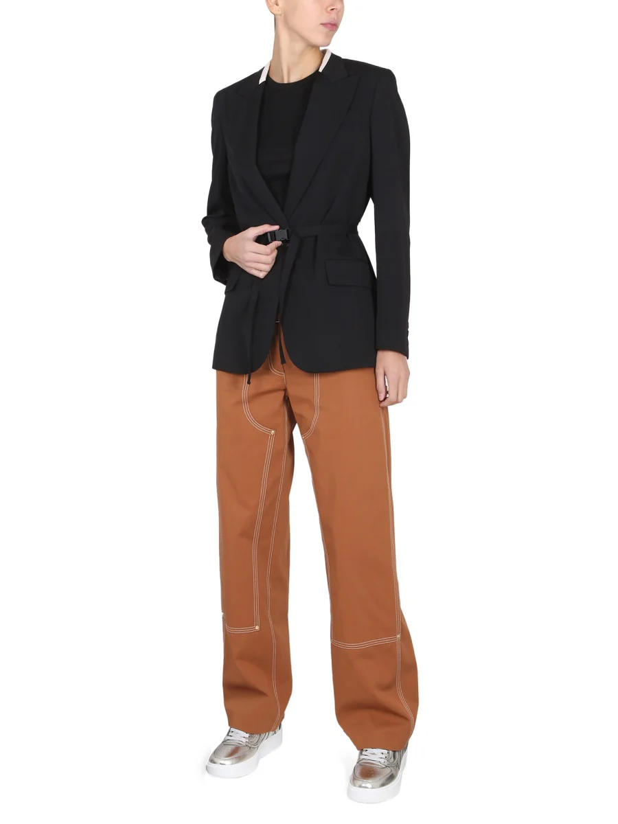 STELLA MCCARTNEY Lola' Belted Peak Lapel Wool Double Breasted Blazer - Image 6