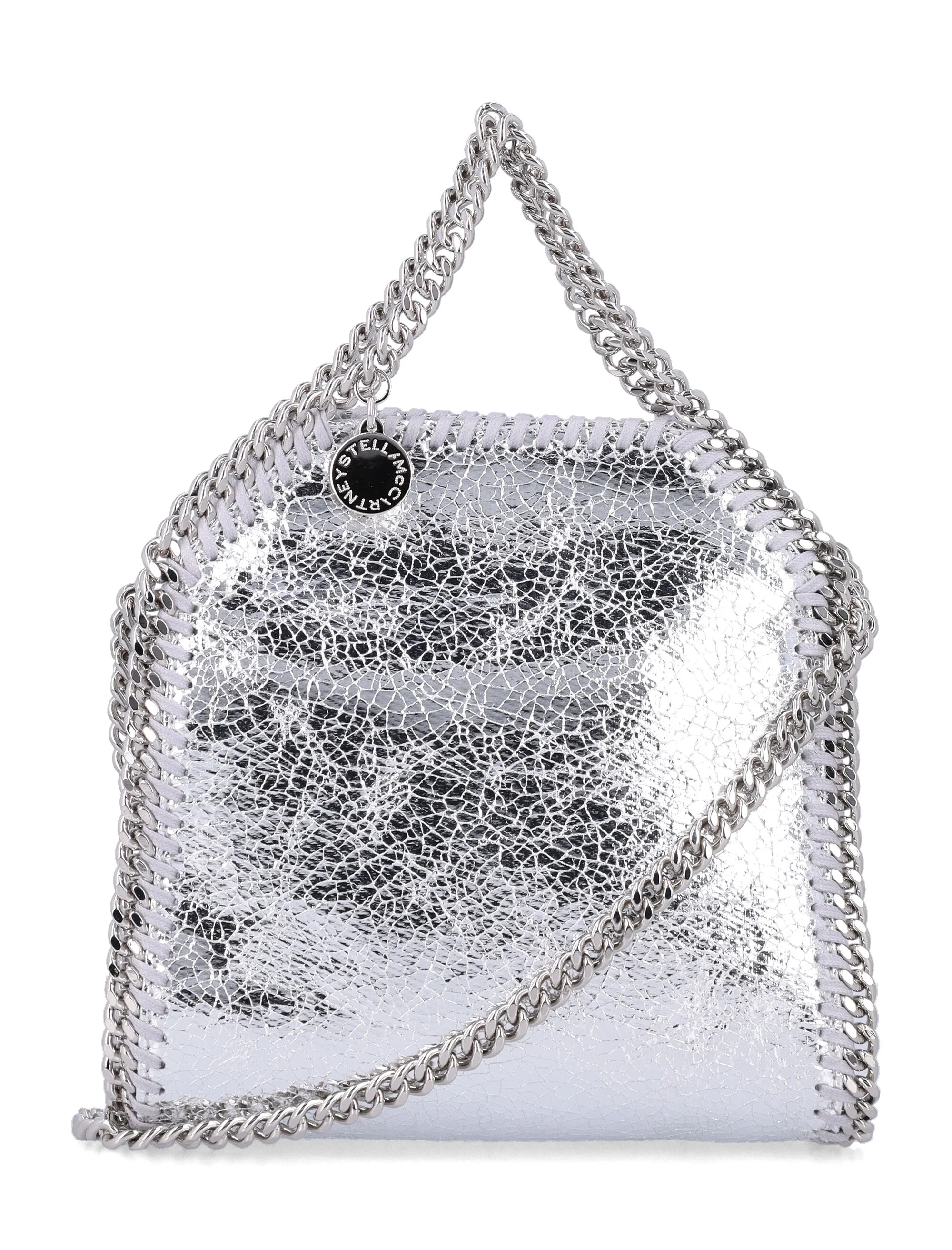 Stella Mccartney Mini Metallic Faux Leather Handbag with Chain Details