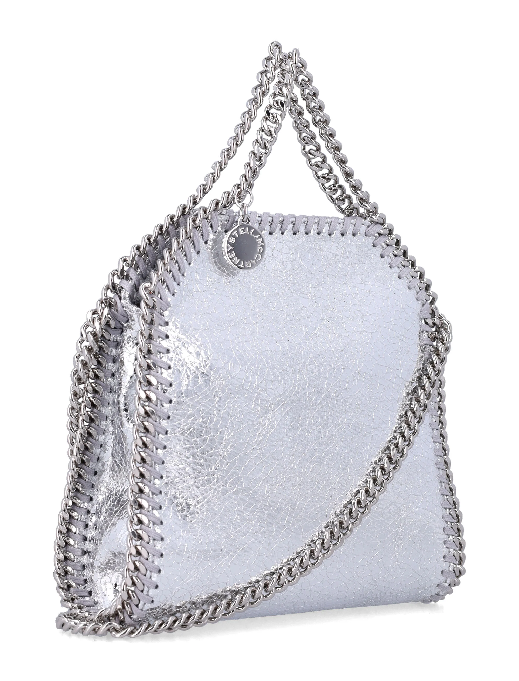 Stella Mccartney Mini Metallic Faux Leather Handbag with Chain Details - Image 2