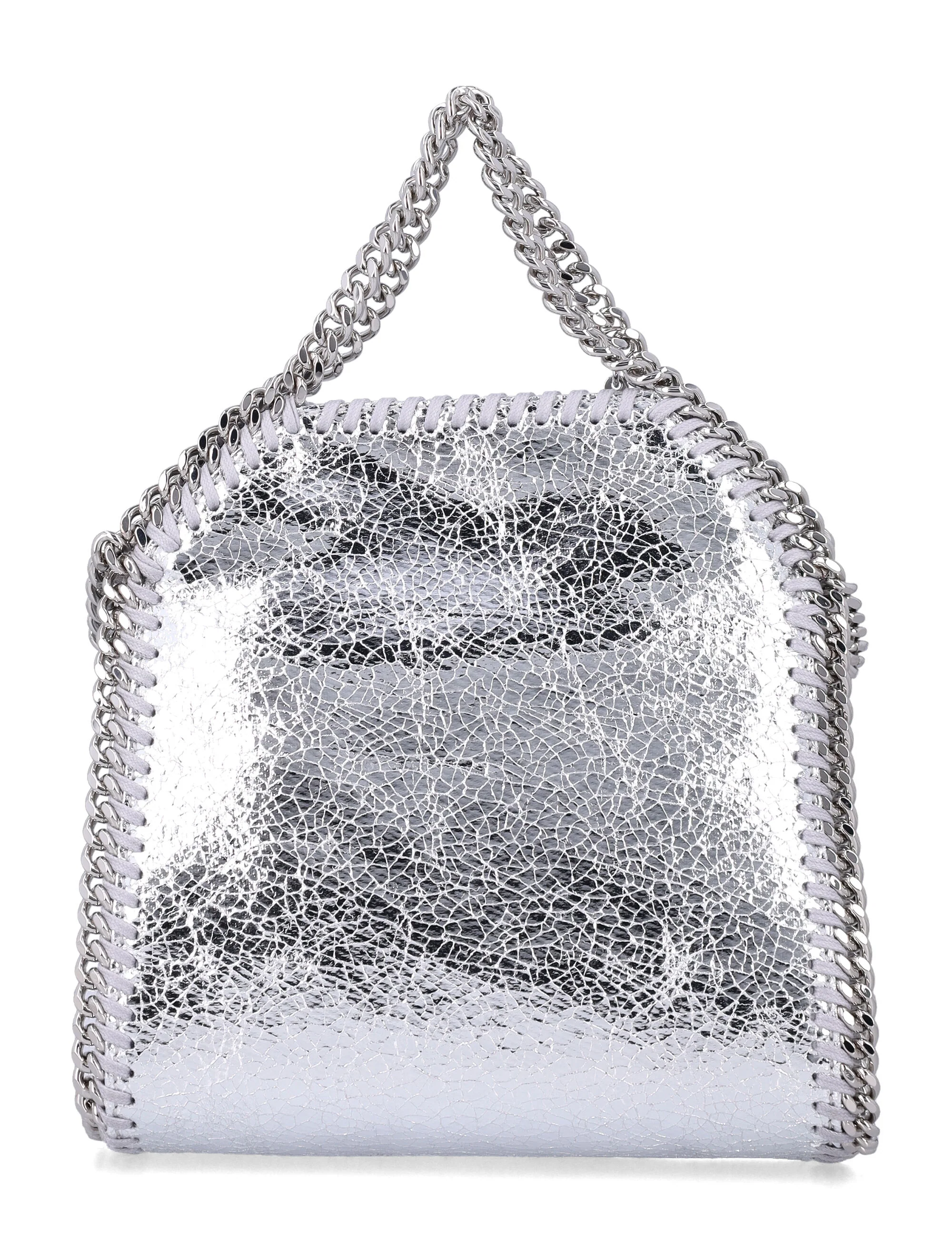 Stella Mccartney Mini Metallic Faux Leather Handbag with Chain Details - Image 3