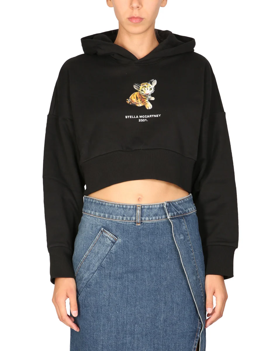 STELLA MCCARTNEY Tiger-print Cropped Hoodie