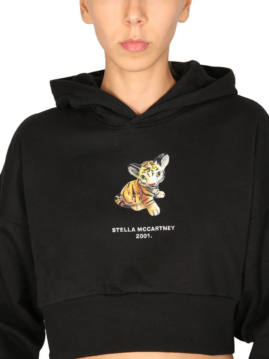 STELLA MCCARTNEY Tiger-print Cropped Hoodie - Image 4