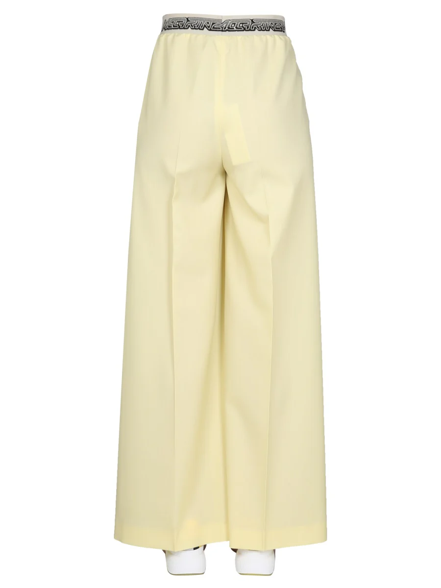 STELLA McCARTNEY Wide Leg Wool Pants with Logo Band - Image 4