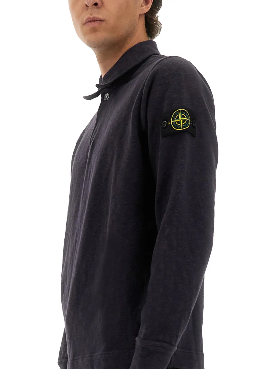 STONE ISLAND Cotton Vanisé Polo Shirt - Image 4