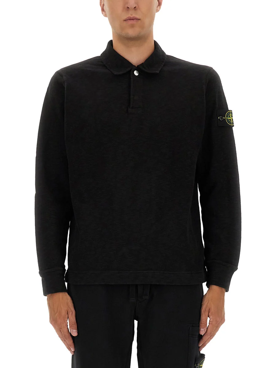 STONE ISLAND Cotton Vanisé Polo Shirt - Image 3