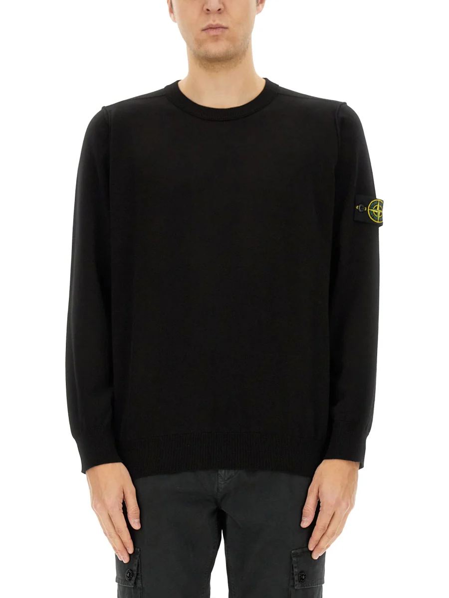 STONE ISLAND Crewneck Sweater with Rolled Edge Seams SOFT ORGANIC COTTON - Image 2