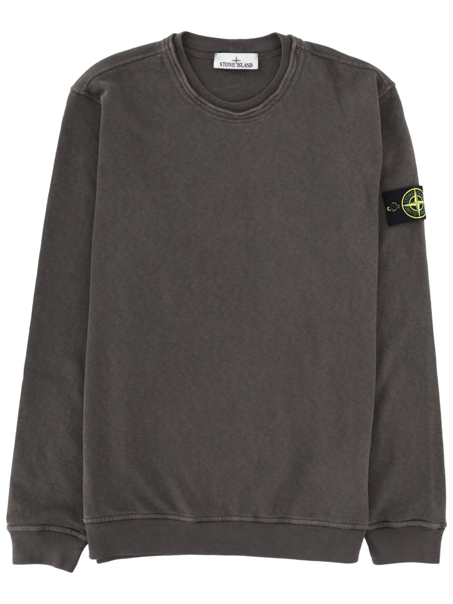 STONE ISLAND Crewneck Sweatshirt in Malfilé Cotton with an 'OLD' Treatment