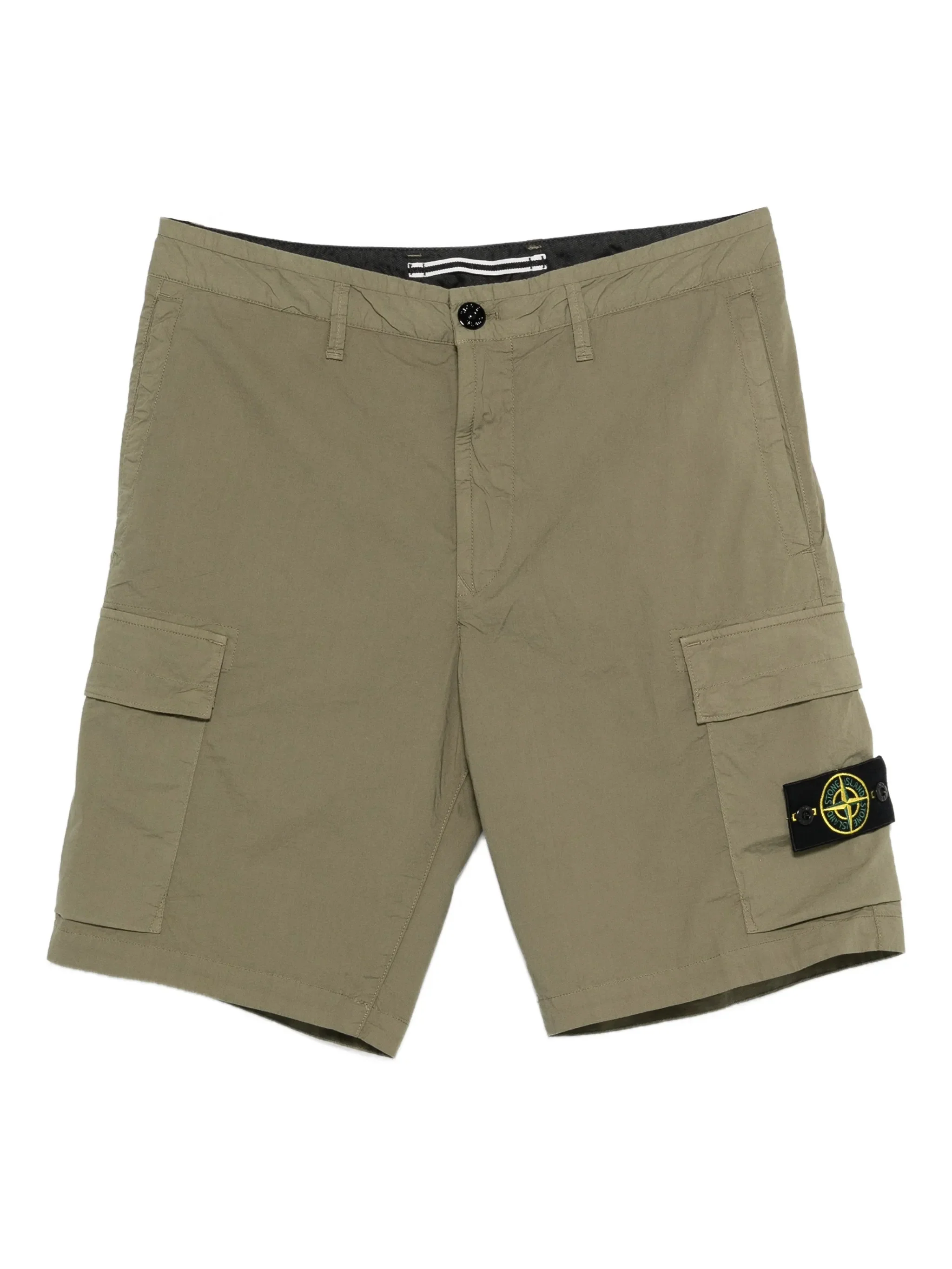 Stone Island Men's Front Button and Zip Closure Shorts with Multiple Pockets