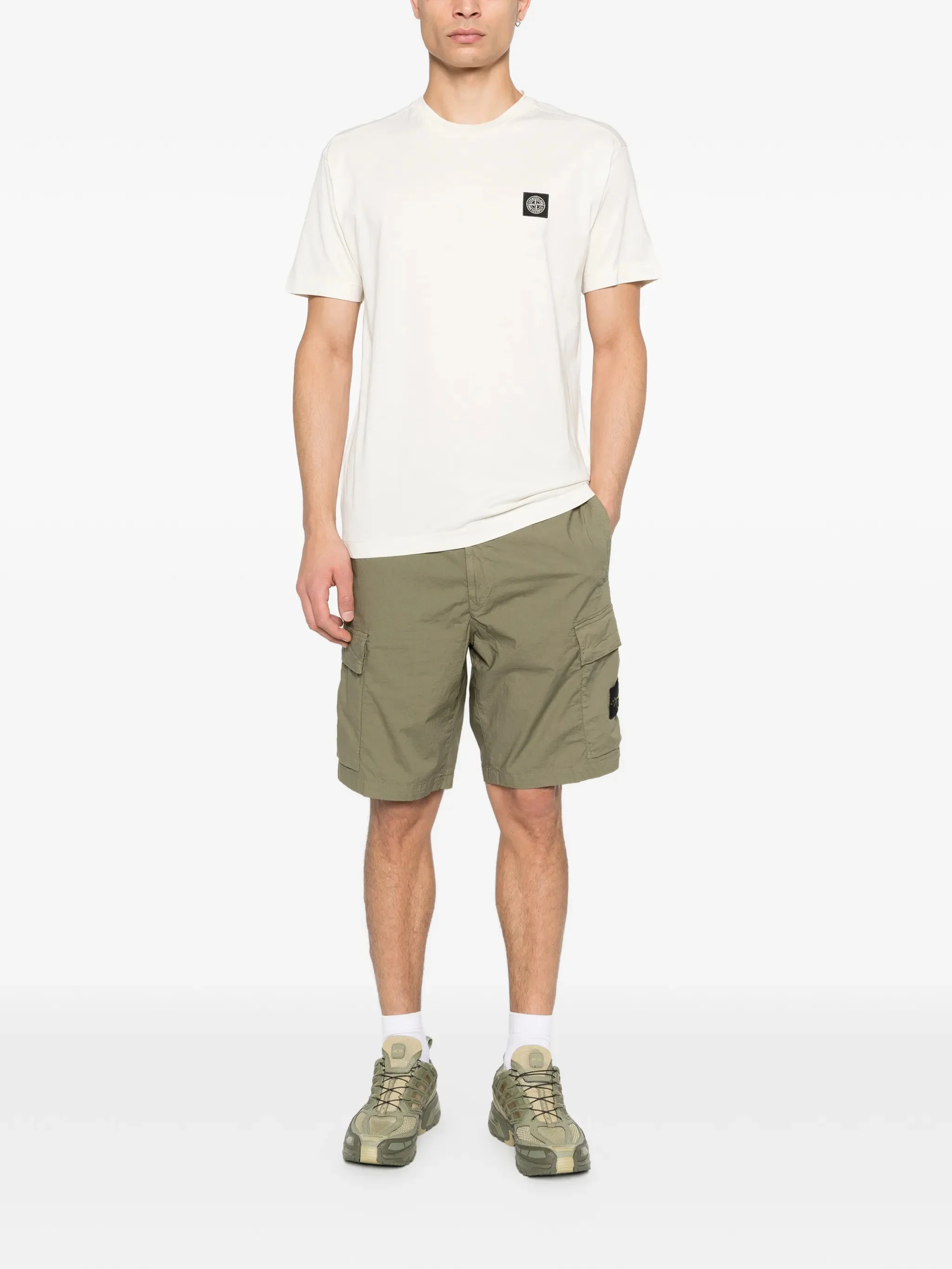 Stone Island Men's Front Button and Zip Closure Shorts with Multiple Pockets - Image 2