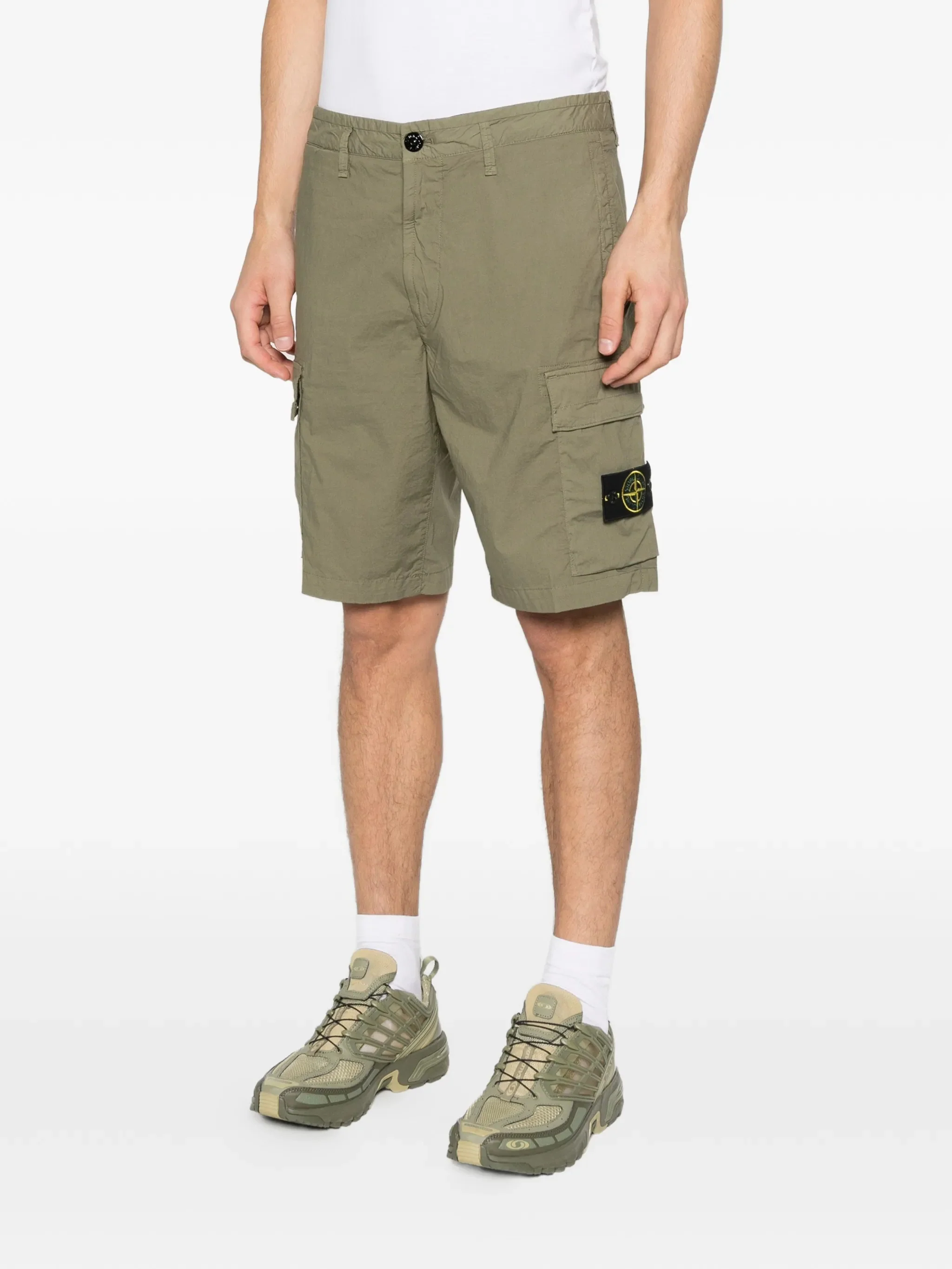 Stone Island Men's Front Button and Zip Closure Shorts with Multiple Pockets - Image 3