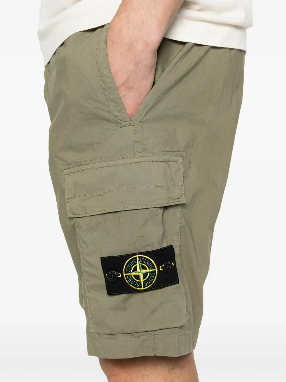 Stone Island Men's Front Button and Zip Closure Shorts with Multiple Pockets - Image 5