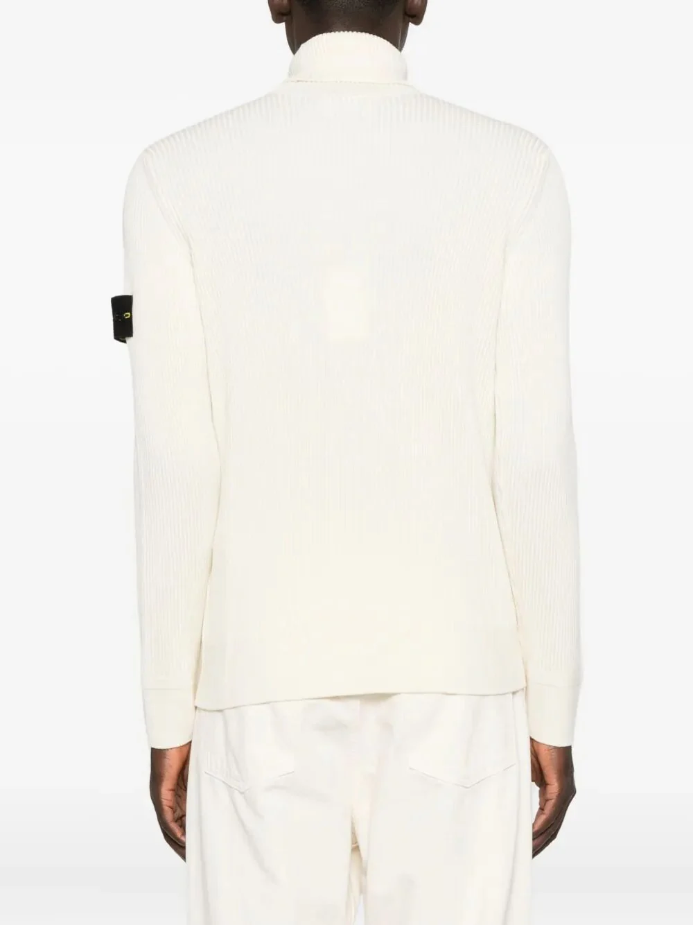 Stone Island Men's Ivory T-Neck Top - Image 4