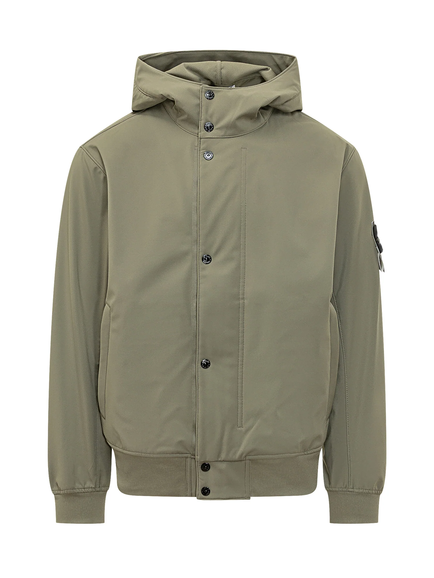 Stone Island Military Green Jacket with Hood and Button Closure