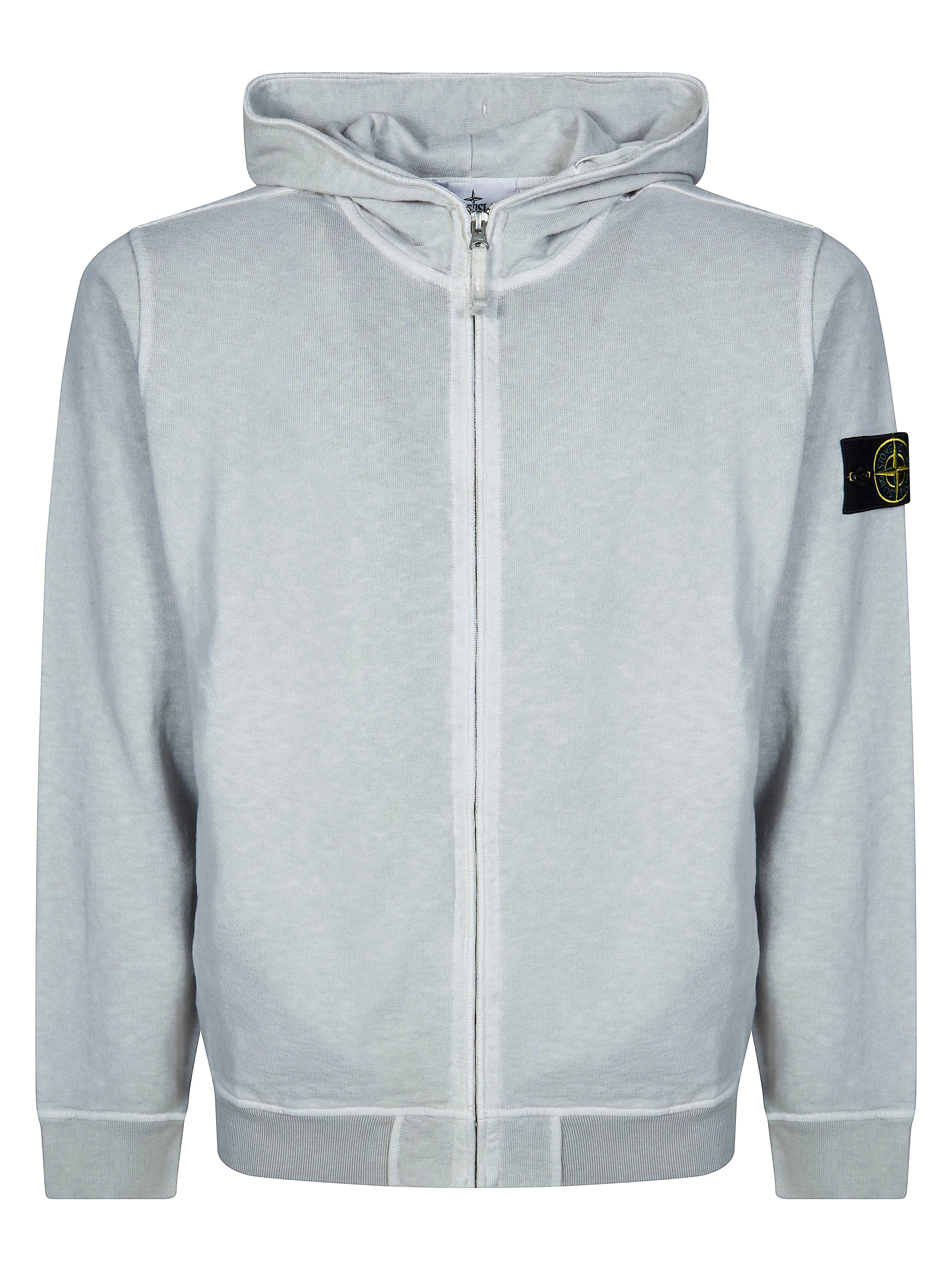 Stone Island Oleander Regular-fit Zip-up Hooded Sweatshirt with Pockets MALFILÉ FLEECE 'OLD' EFFECT