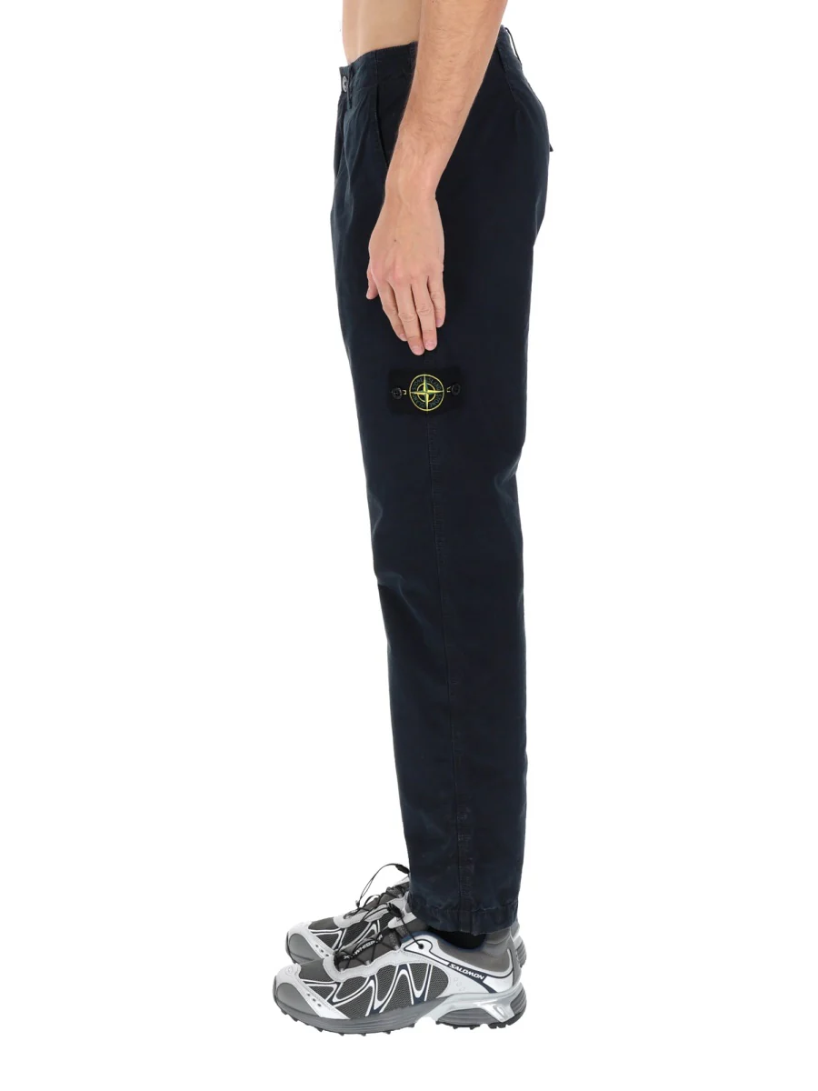 STONE ISLAND Regular-fit Chino Trousers with Snap Pockets BRUSHED ORGANIC COTTON CANVAS 'OLD' EFFECT - Image 4