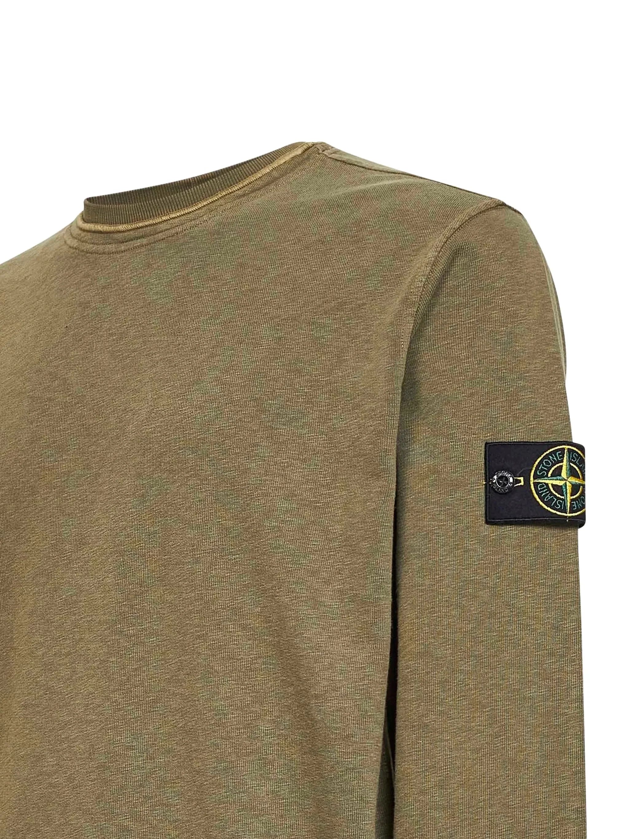 Stone Island Ribbed Crew Neck Sweatshirt with Iconic Badge for Men - Image 3