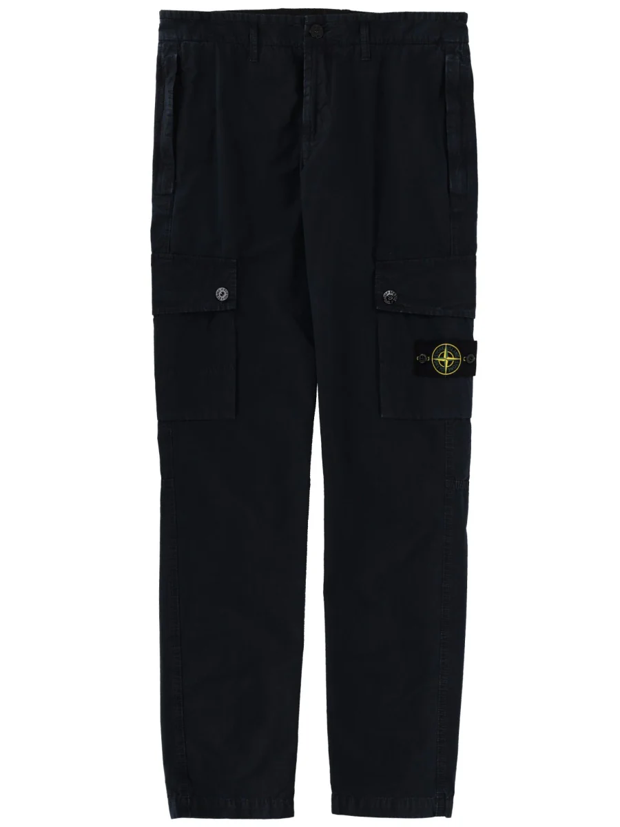 STONE ISLAND Slim-fit Cargo Pants with Zipper Pockets BRUSHED ORGANIC COTTON CANVAS 'OLD' EFFECT