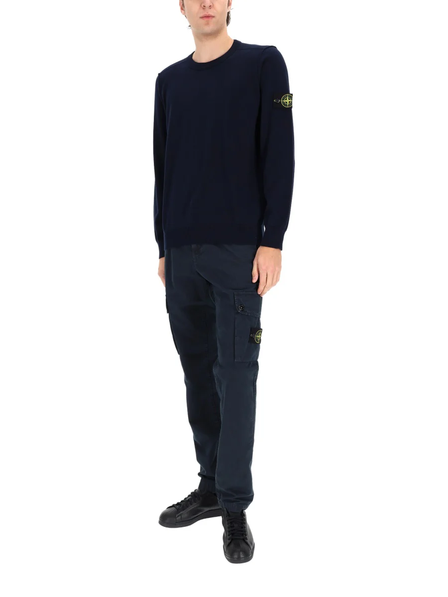 STONE ISLAND Slim-fit Cargo Pants with Zipper Pockets BRUSHED ORGANIC COTTON CANVAS 'OLD' EFFECT - Image 3