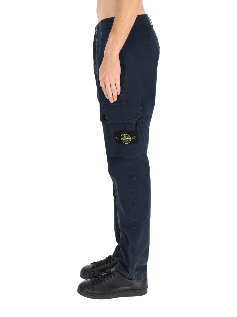 STONE ISLAND Slim-fit Cargo Pants with Zipper Pockets BRUSHED ORGANIC COTTON CANVAS 'OLD' EFFECT - Image 4