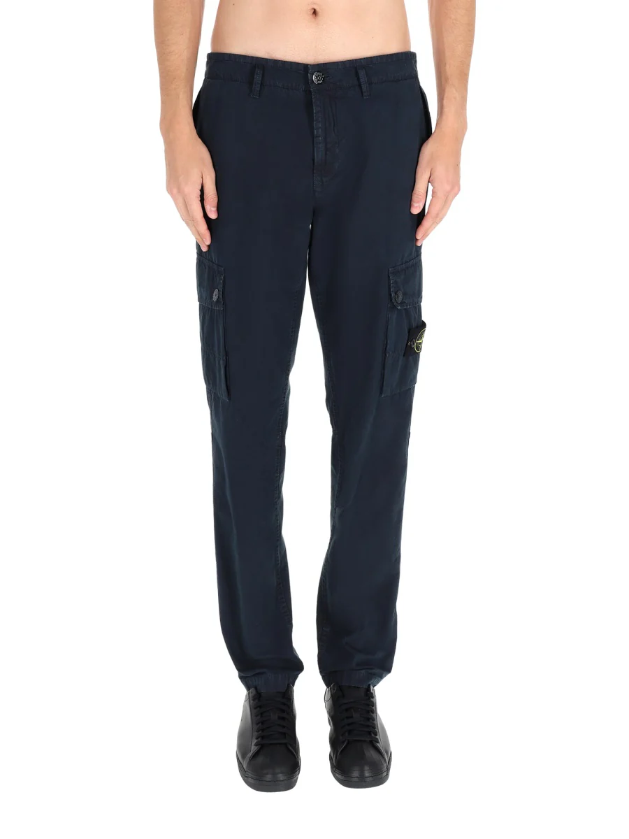 STONE ISLAND Slim-fit Cargo Pants with Zipper Pockets BRUSHED ORGANIC COTTON CANVAS 'OLD' EFFECT - Image 6
