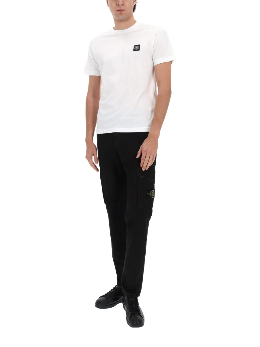 STONE ISLAND Slim-fit Cargo Pants with Zipper Pockets BRUSHED ORGANIC COTTON CANVAS 'OLD' EFFECT - Image 3