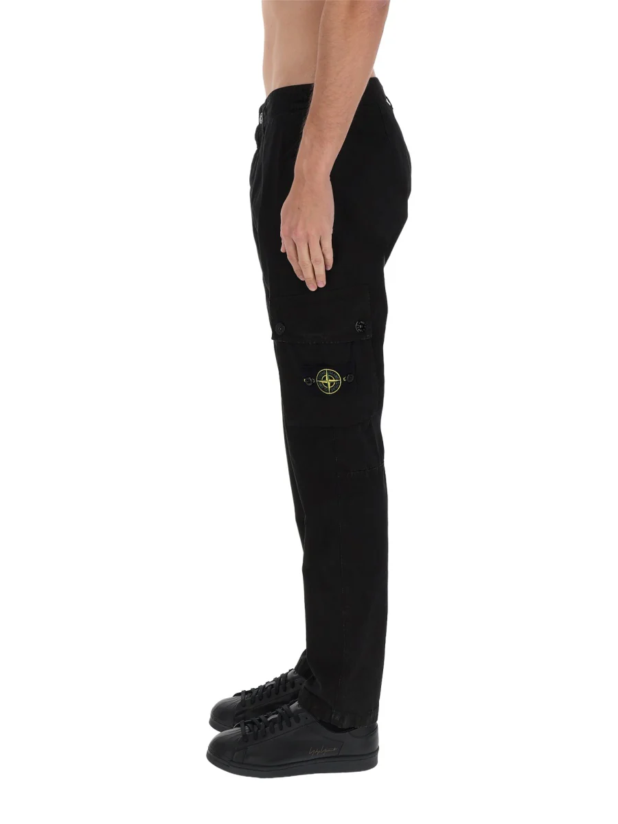 STONE ISLAND Slim-fit Cargo Pants with Zipper Pockets BRUSHED ORGANIC COTTON CANVAS 'OLD' EFFECT - Image 4