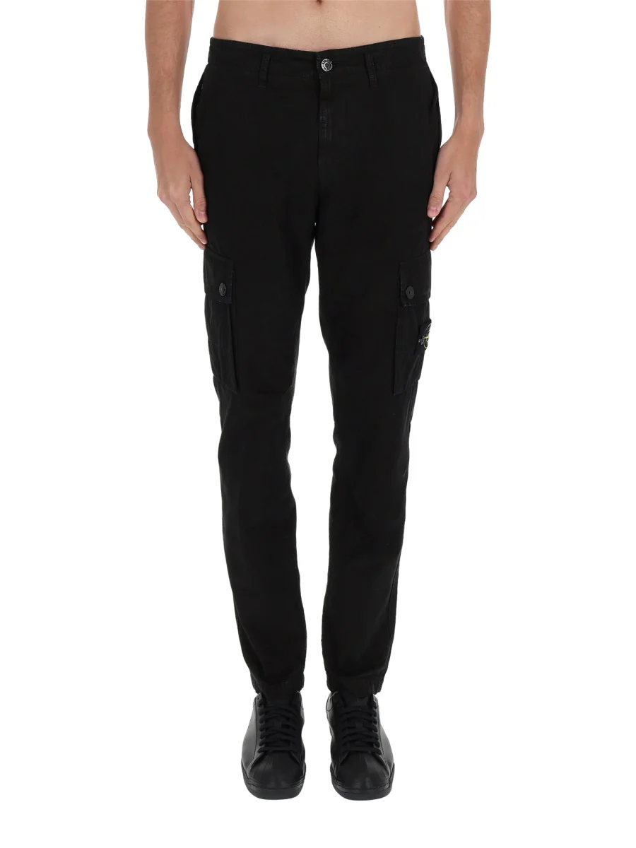 STONE ISLAND Slim-fit Cargo Pants with Zipper Pockets BRUSHED ORGANIC COTTON CANVAS 'OLD' EFFECT - Image 6