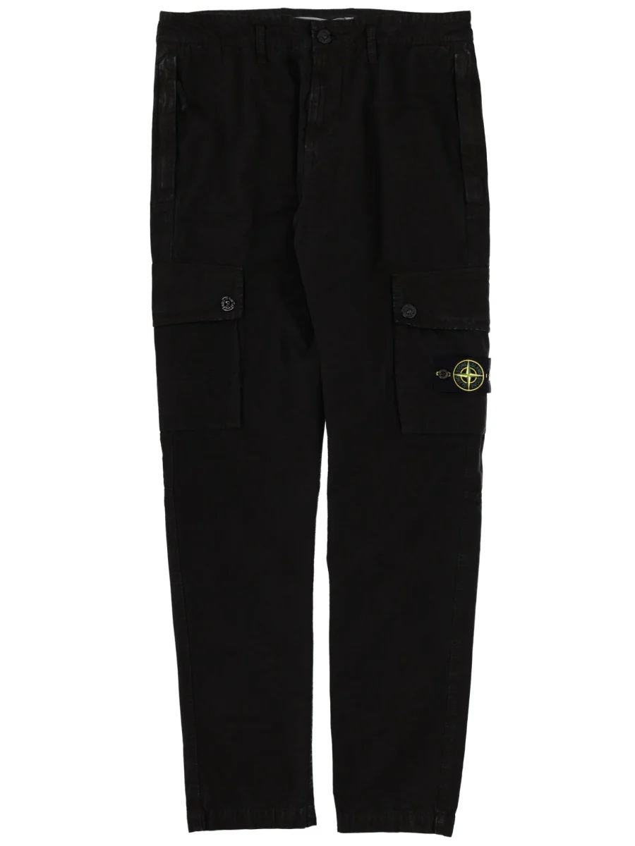 STONE ISLAND Slim-fit Cargo Pants with Zipper Pockets BRUSHED ORGANIC COTTON CANVAS 'OLD' EFFECT - Image 7