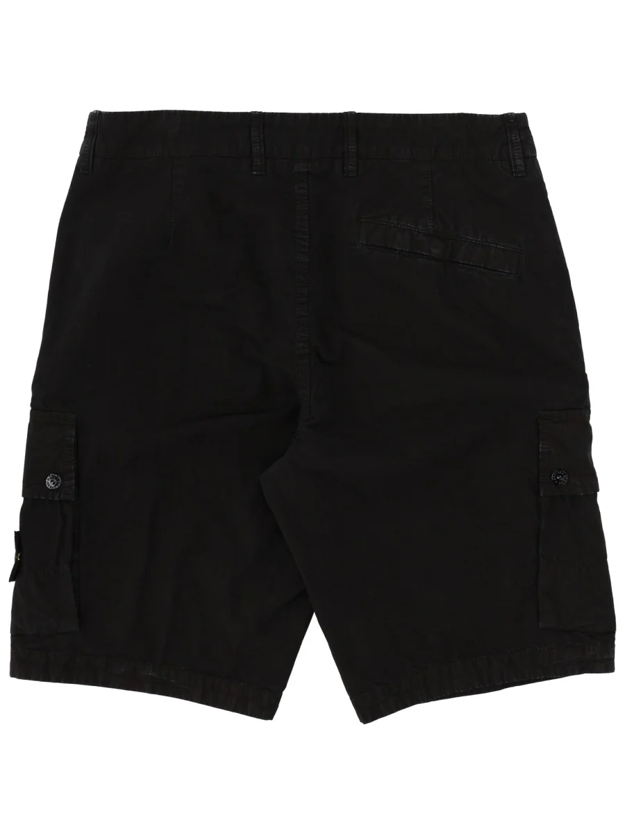 Stone Island Slim-fit Cargo Shorts with Zip Pockets BRUSHED ORGANIC COTTON CANVAS 'OLD' EFFECT - Image 2