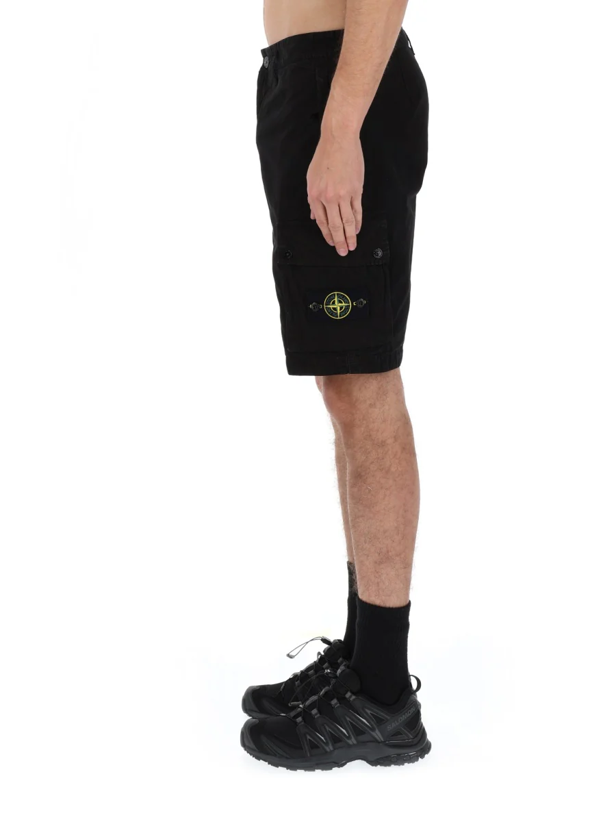 Stone Island Slim-fit Cargo Shorts with Zip Pockets BRUSHED ORGANIC COTTON CANVAS 'OLD' EFFECT - Image 4