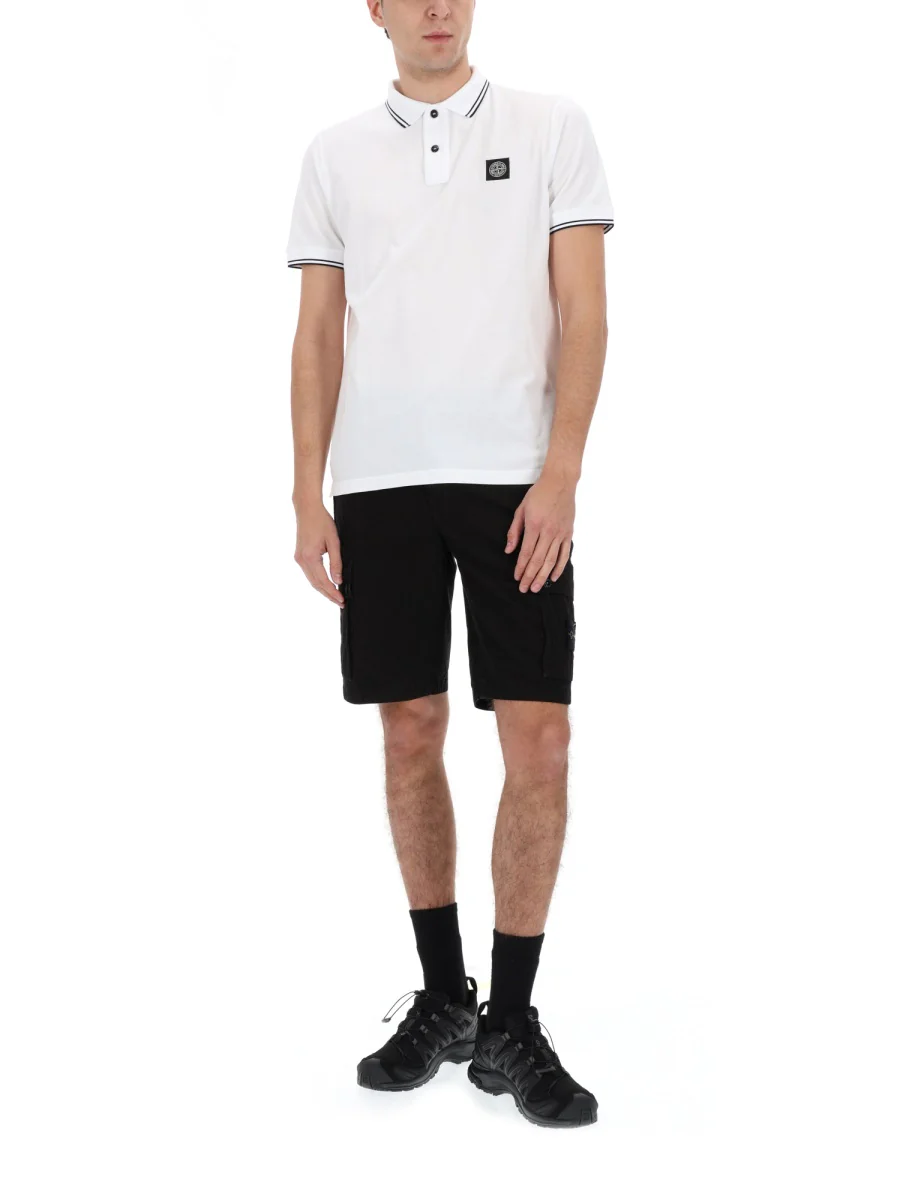 Stone Island Slim-fit Cargo Shorts with Zip Pockets BRUSHED ORGANIC COTTON CANVAS 'OLD' EFFECT - Image 6