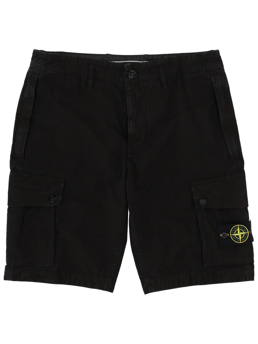 Stone Island Slim-fit Cargo Shorts with Zip Pockets BRUSHED ORGANIC COTTON CANVAS 'OLD' EFFECT - Image 7