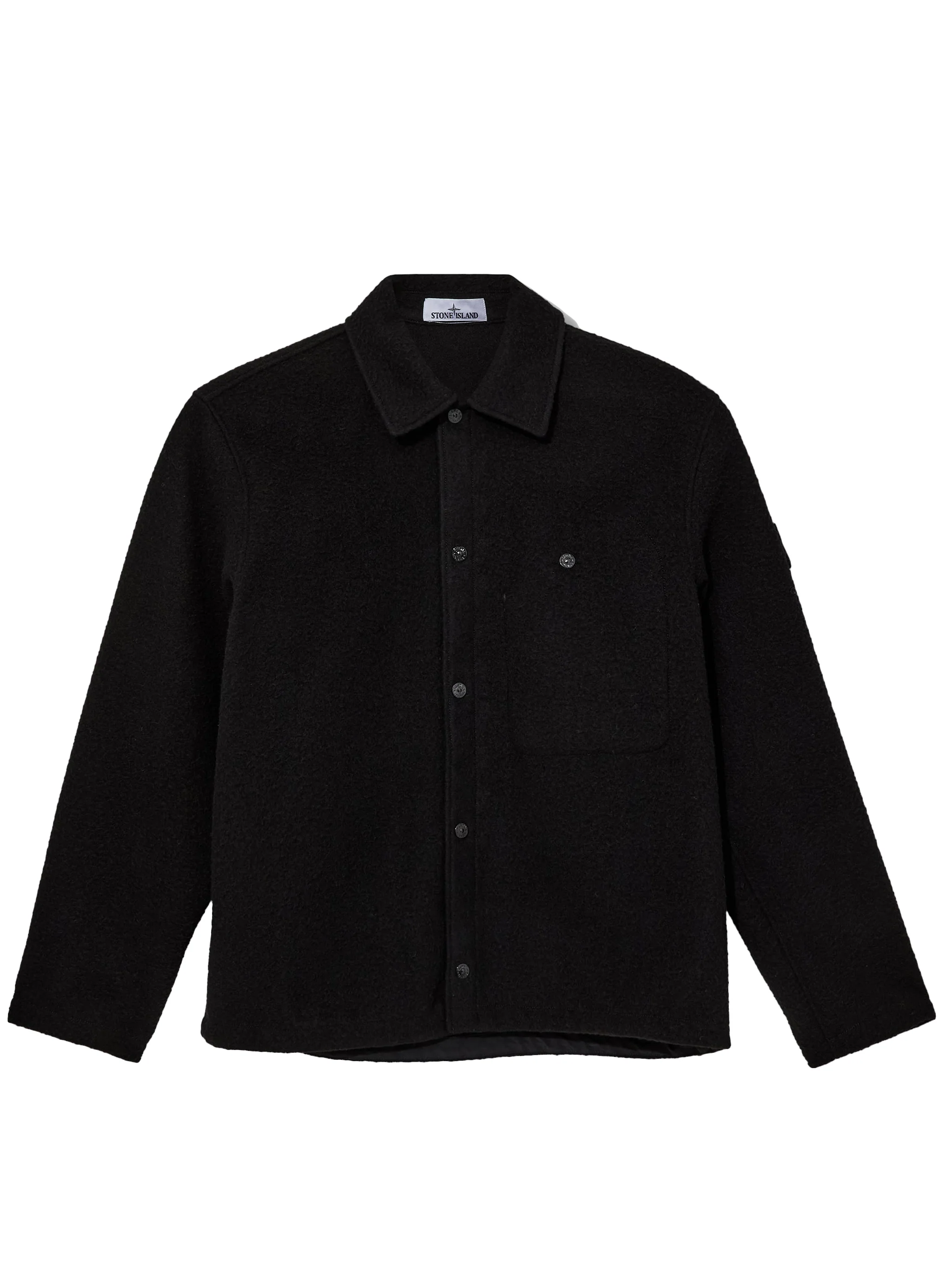 Stone Island Wool Overshirt with Snap Closure and Drawstring Hem