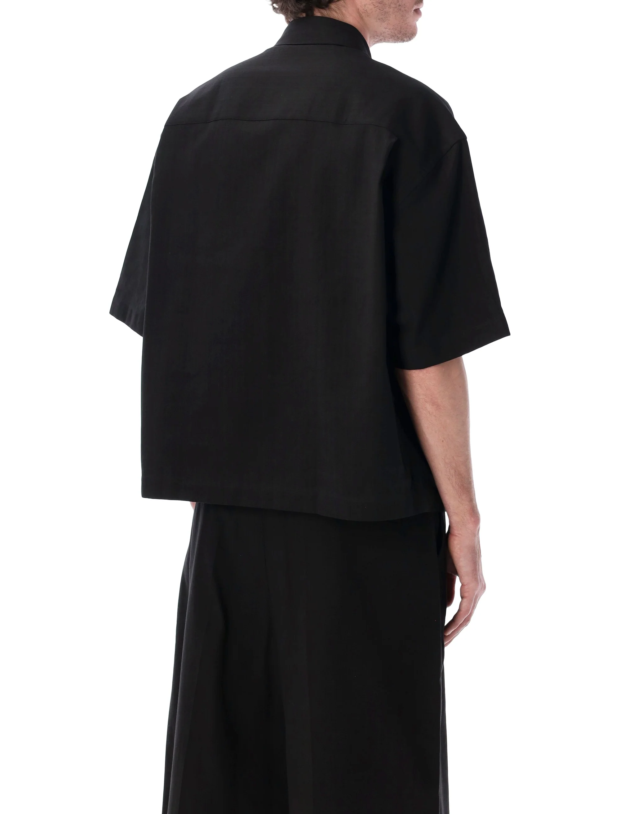 Studio Nicholson Oversized Short-Sleeve Cotton-Linen Shirt - Image 2