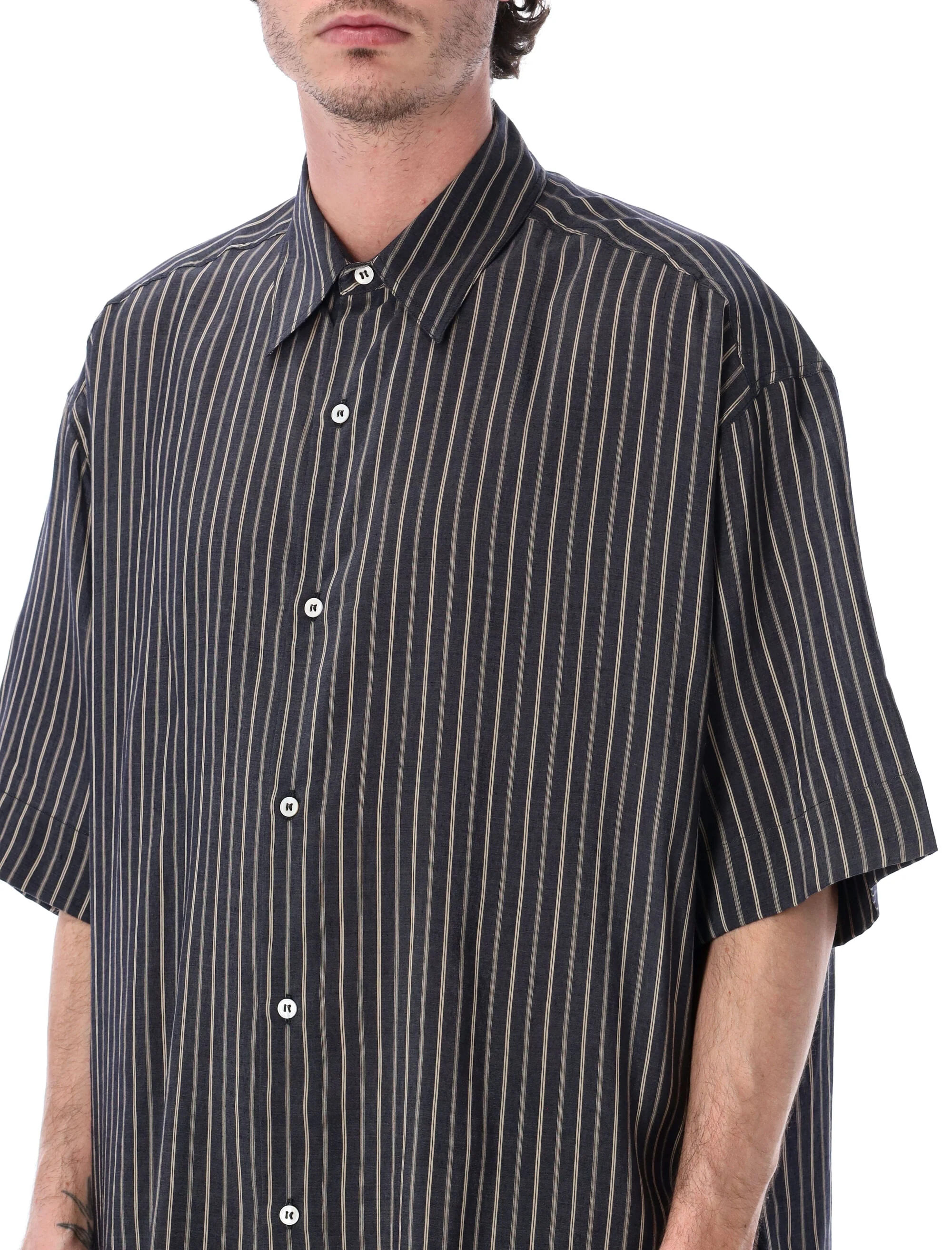 STUDIO NICHOLSON Sorono Oversized Short Sleeve Shirt - Image 3