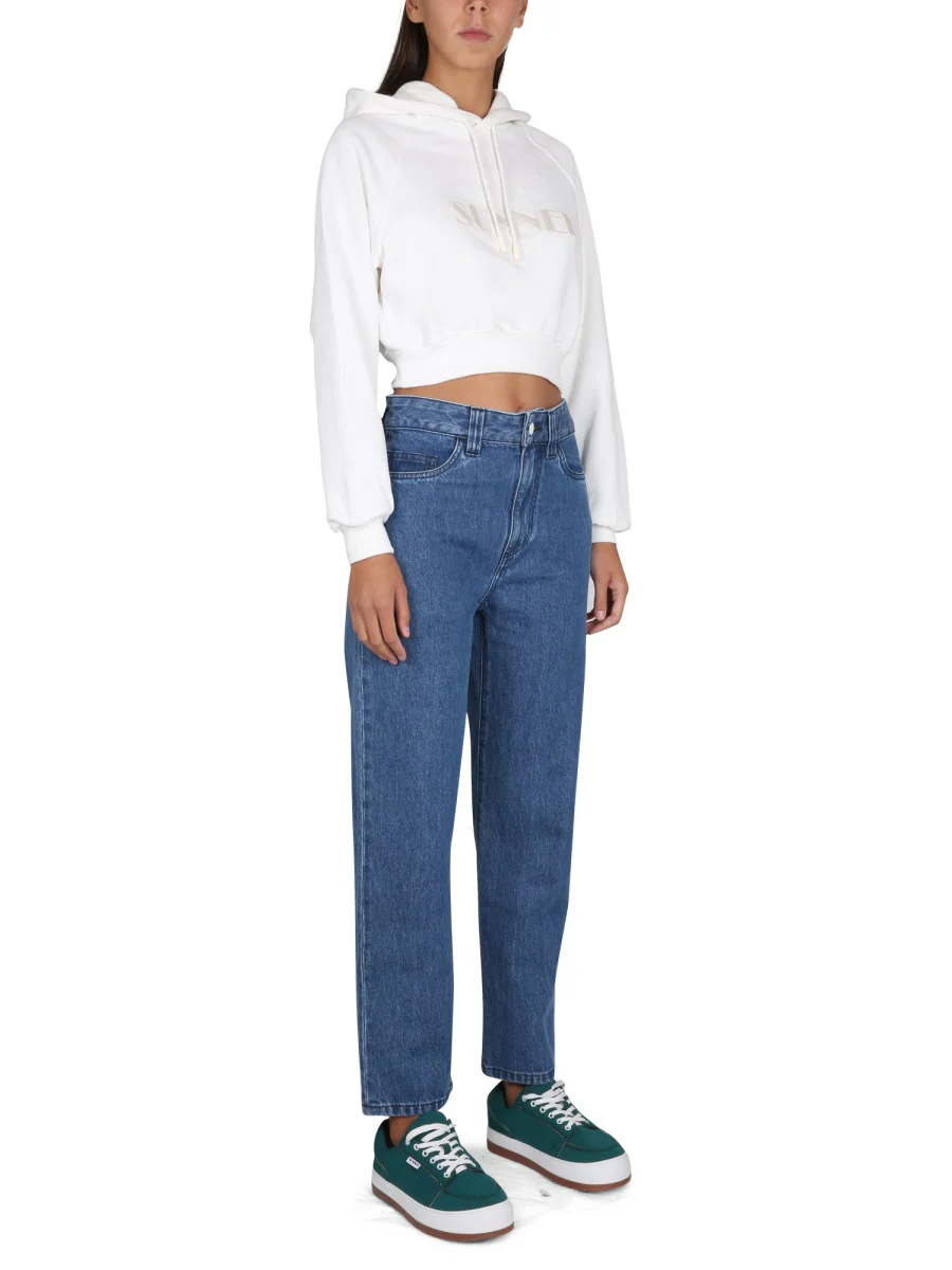 Sunnei Cropped Logo-print Cotton Hoodie - Image 2