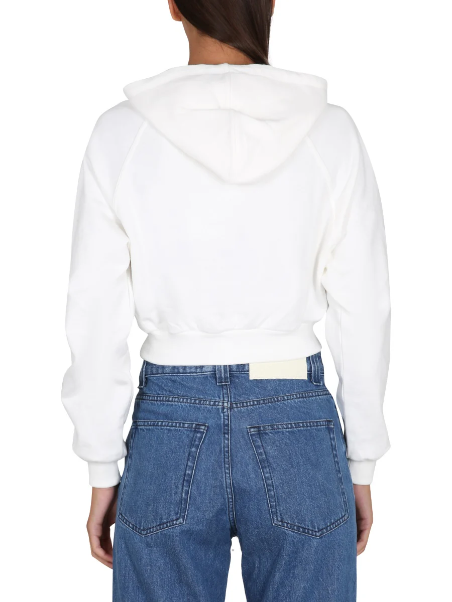 Sunnei Cropped Logo-print Cotton Hoodie - Image 3
