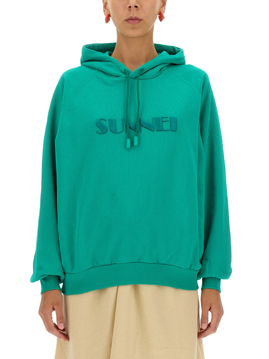 SUNNEI Logo Embroidered Drawstring Hoodie