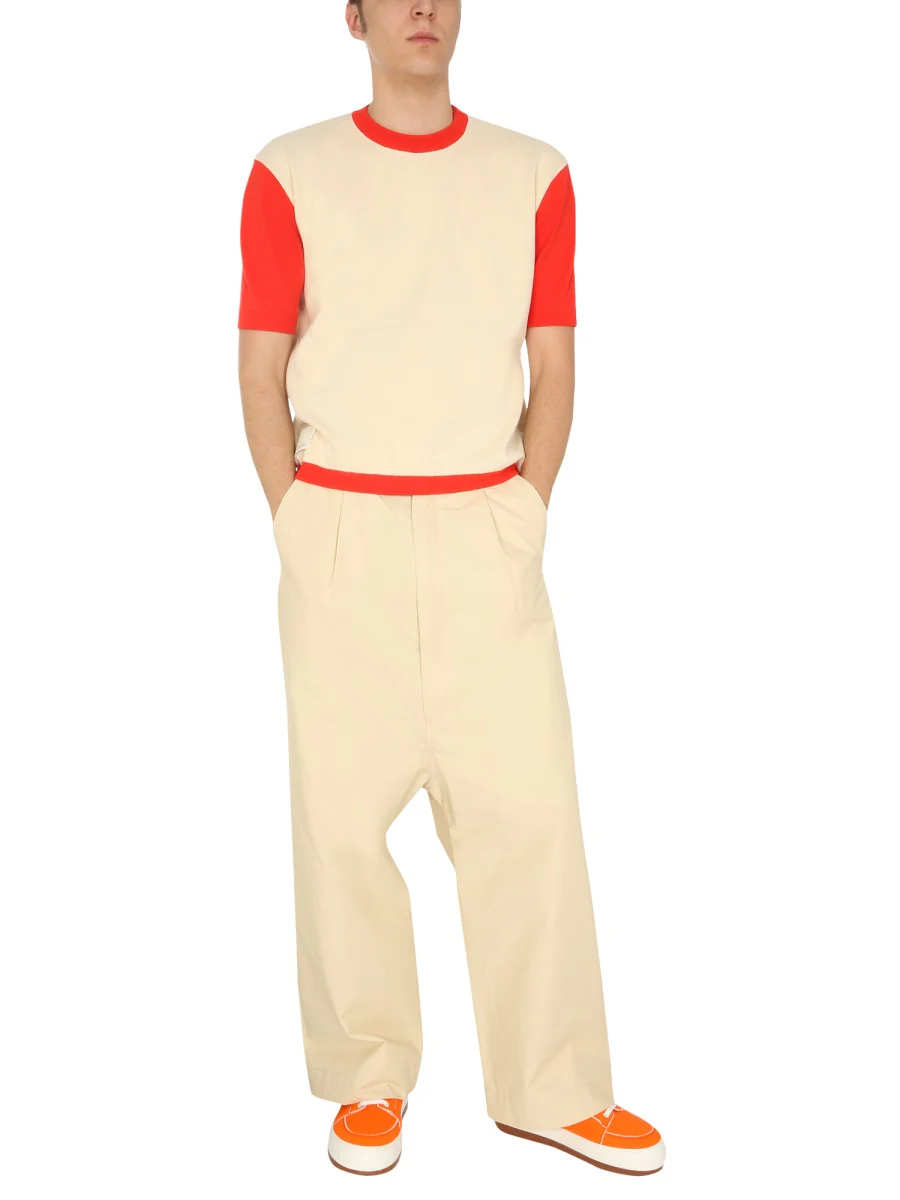 SUNNEI X ELEONORA BONUCCI Cotton Knit T-Shirt with Contrasting Profiles - Image 2
