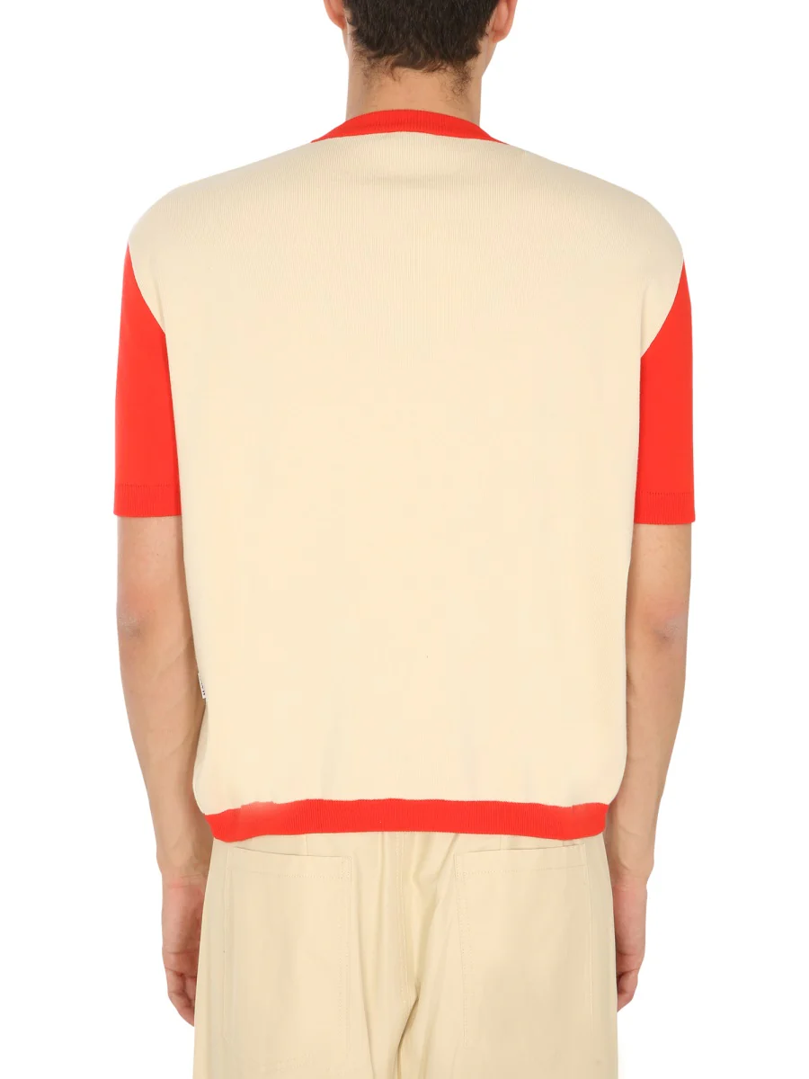 SUNNEI X ELEONORA BONUCCI Cotton Knit T-Shirt with Contrasting Profiles - Image 3