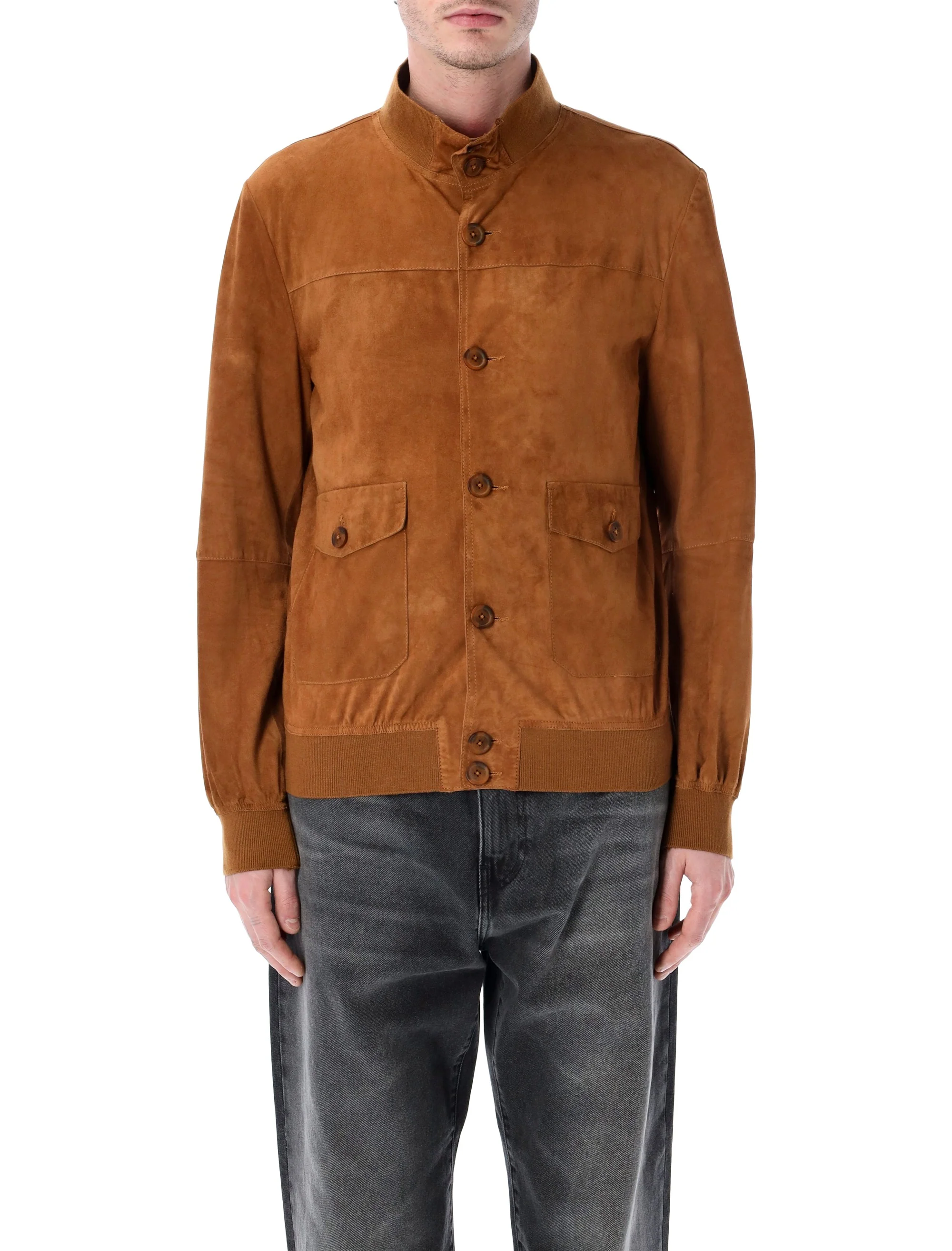 Sword Buttoned Pocket Suede Jacket